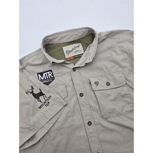Duck Camp Shirt Men's Large Short Sleeve Button Down Hunting Fishing Vented Read